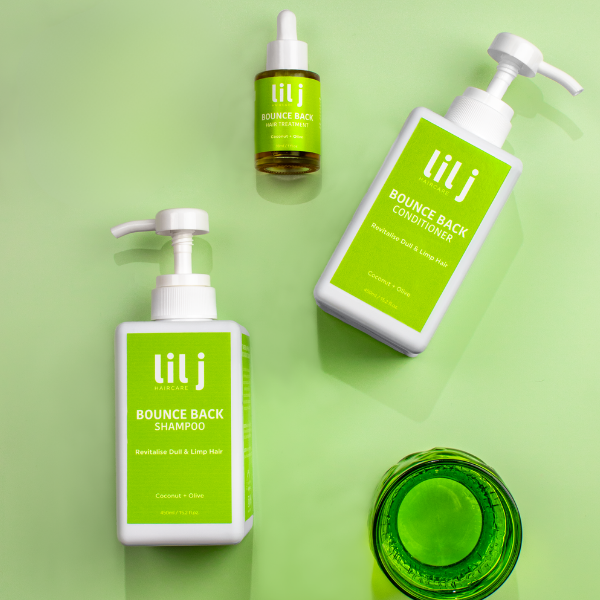 Lil J Bounce Back 3-step haircare system for dull, limp hair