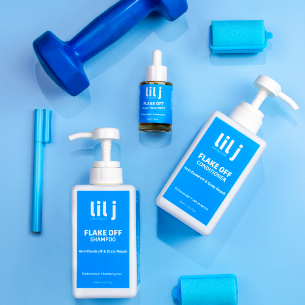 Lil J Flake Off 3-step scalp care system for dry, flaky or itchy scalps